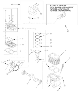 Pump Parts Diagram and Parts List for VT6300  Campbell Hausfeld Compressor
